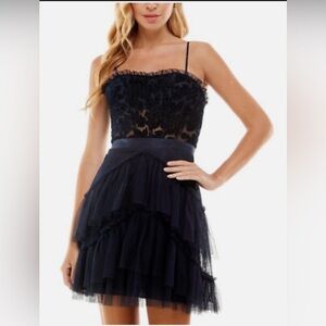 NWT City Studios Juniors Sweetheart Fit Flare Dress Navy Juniors Size 15